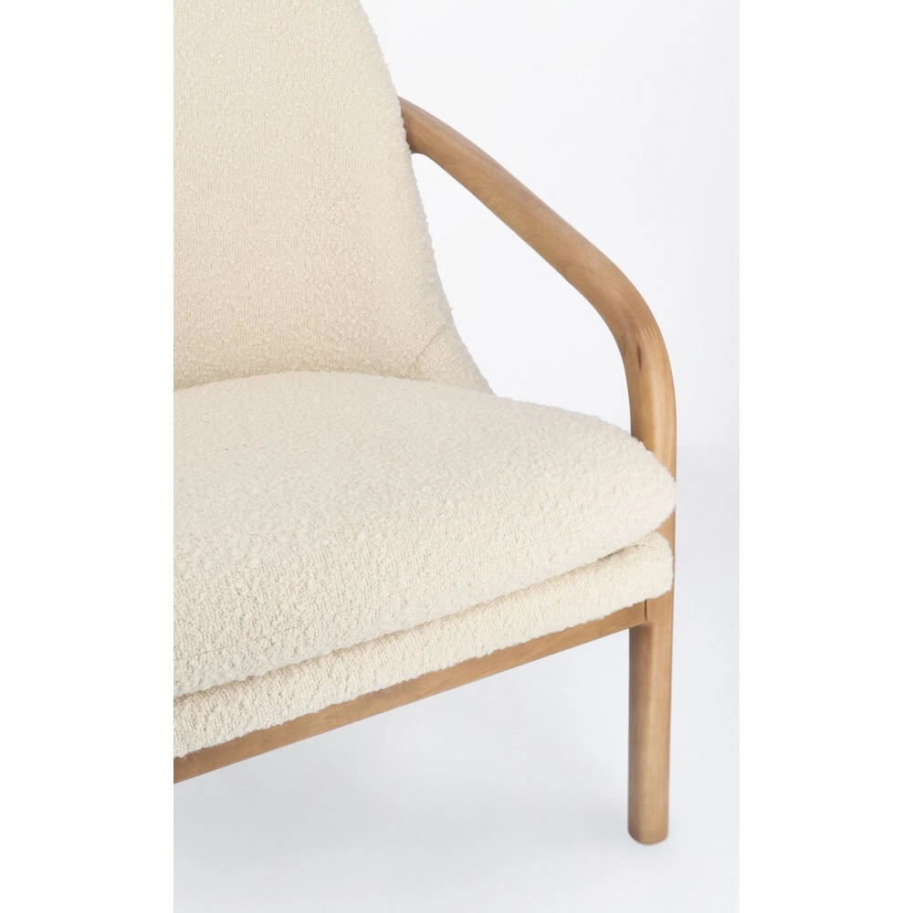 Poltrona con Braccioli in Tessuto Bouclé e Struttura in Legno - SERAPHINA