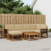 Set di divani da esterno con cuscino 7 pcs Naturale e Beige 3385374