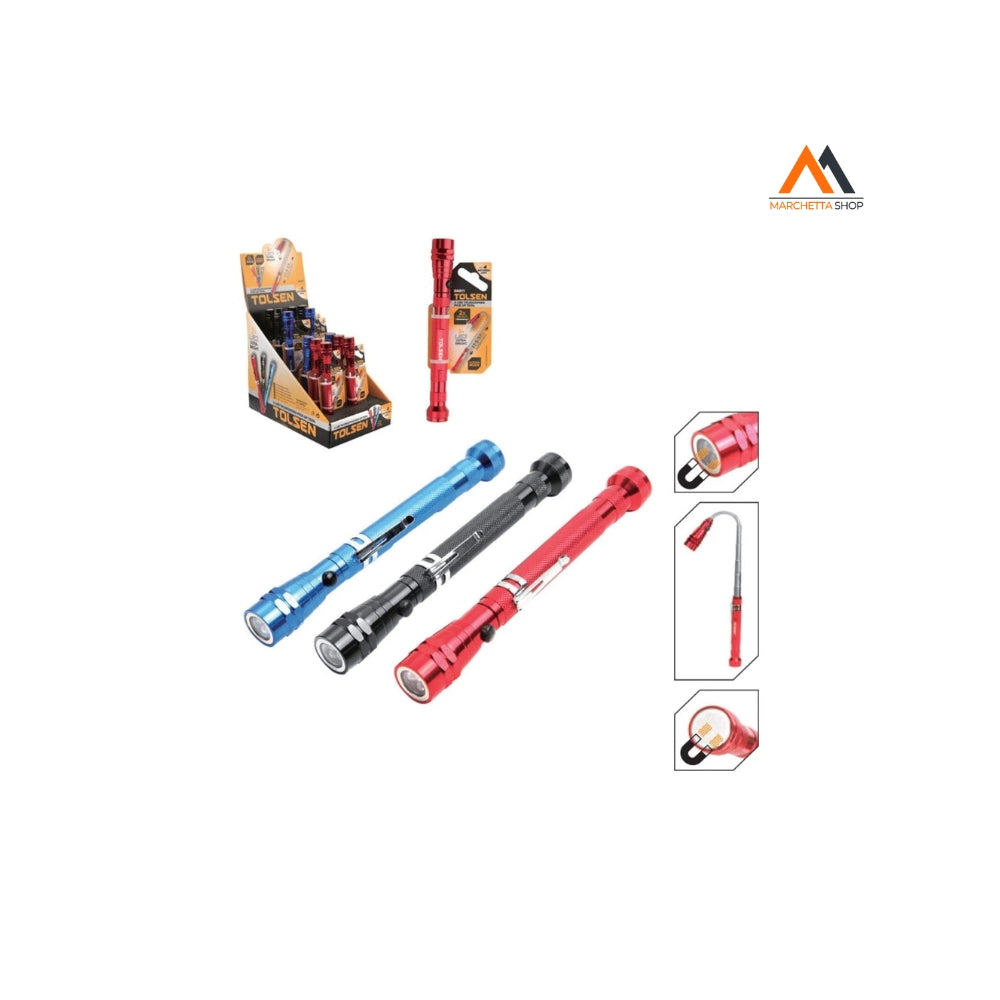TORCIA LED IN ALLUMINIO TELESCOPICA E MAGNETICA