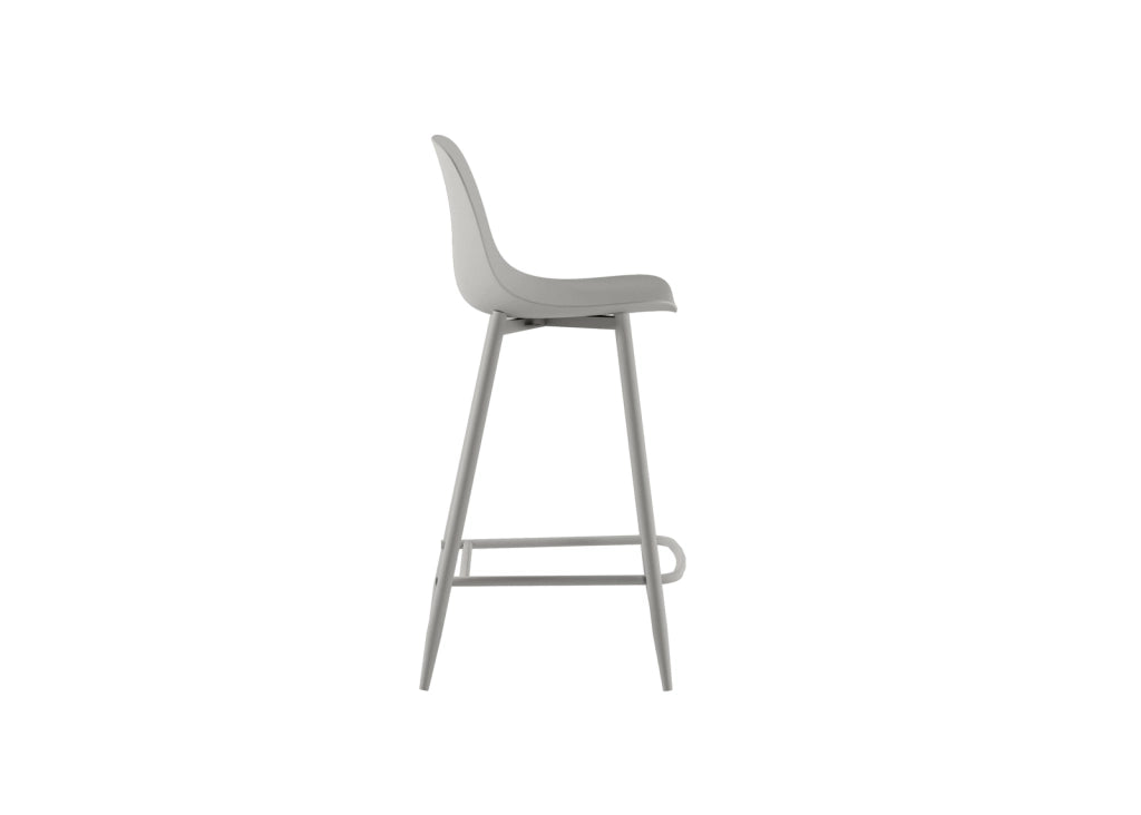 Sgabello Frida in Polipropilene Bianco con Gambe in Metallo, Design Scandinavo, Seduta Ergonomica per Cucina e Living - Om/Frida