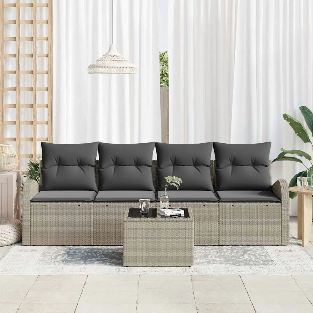 Set Divano da Giardino 5 pcs Grigio chiaro e grigio scuro