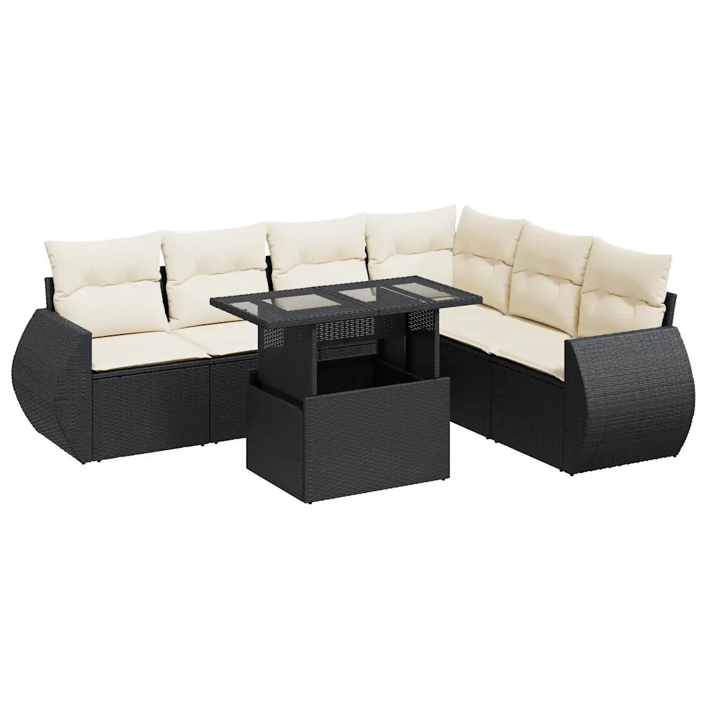Set Divani da Giardino con Cuscini 7pz Nero Polyrattan 3326647