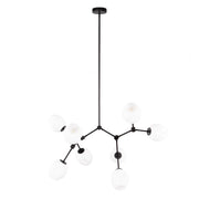 Sospensione moderna FERRAL nera con vetro bianco 8xE27