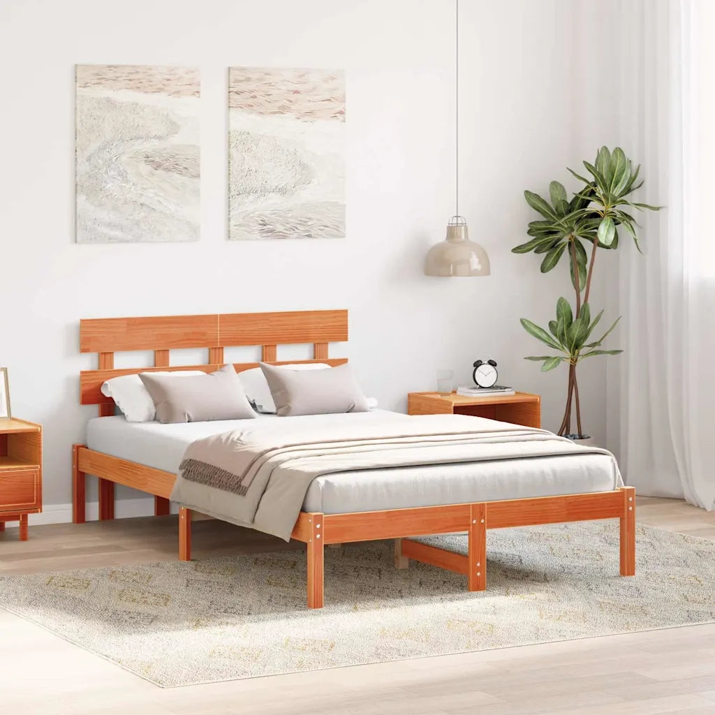 Struttura del letto-Giroletto Marrone 140 x 190 cm Legno massello di pino 999498