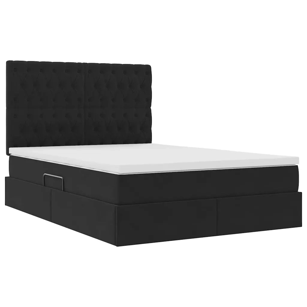 Letto con contenitore e materasso Nero 140 x 200 cm Velluto 3372095