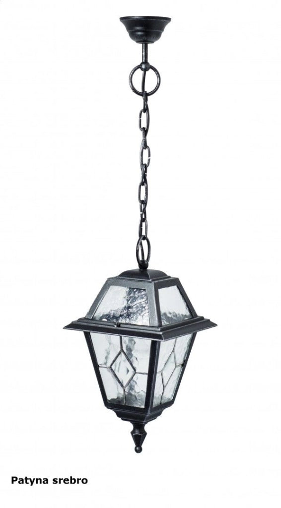 Lampada sospesa esterna Witraż nera 72cm E27 IP43