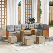 Set Divano da Giardino con cuscino 10 pcs Beige e Grigio Chiaro 3363202