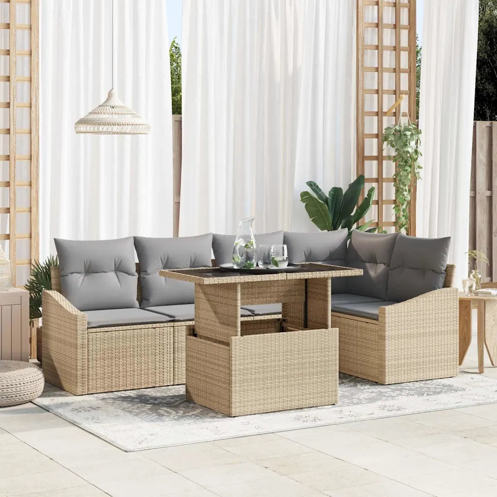 Set Divano da Giardino con cuscino 6 pcs Beige e Grigio Chiaro 3357743