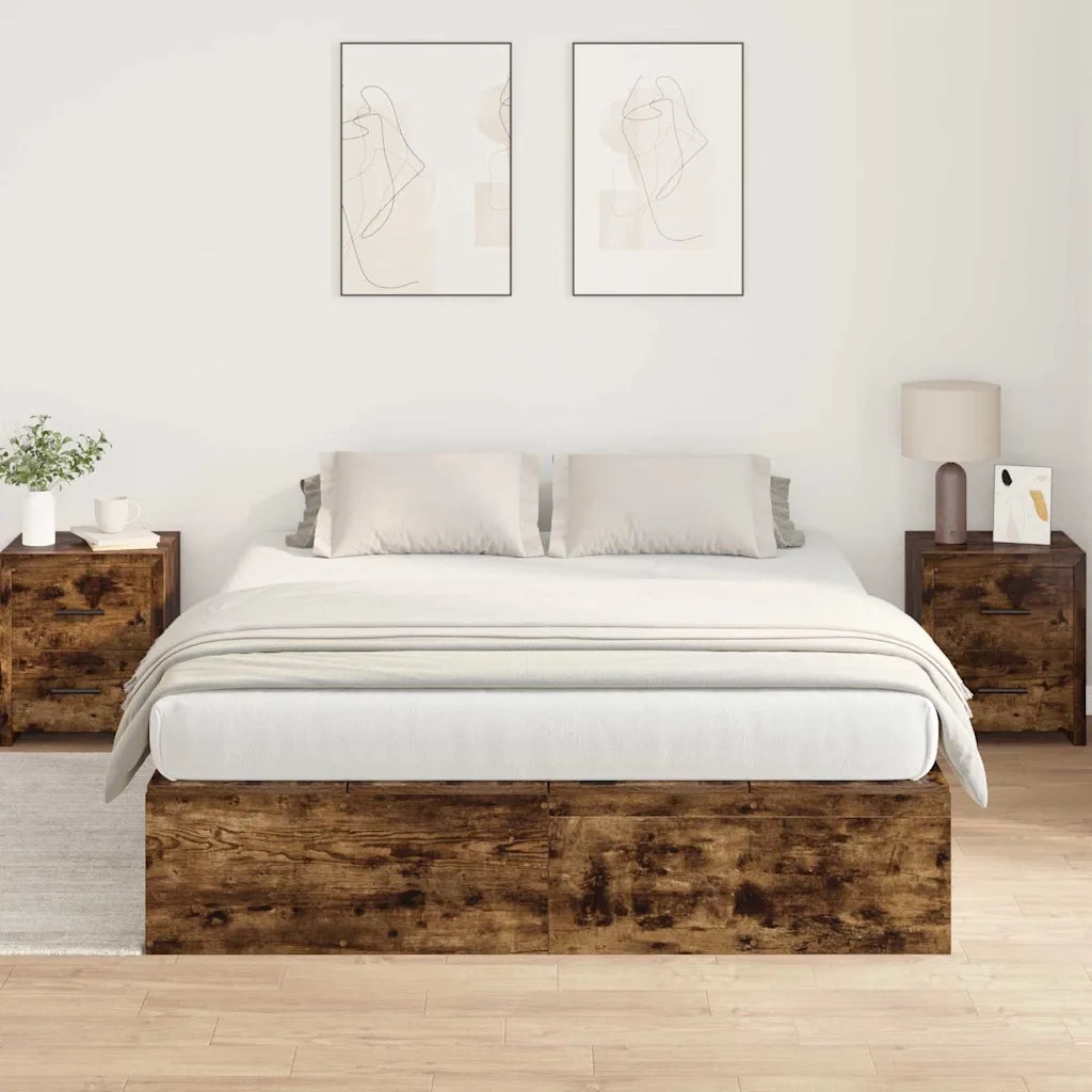 Struttura letto con contenitore Rovere fumé 140 x 190 cm 3335433