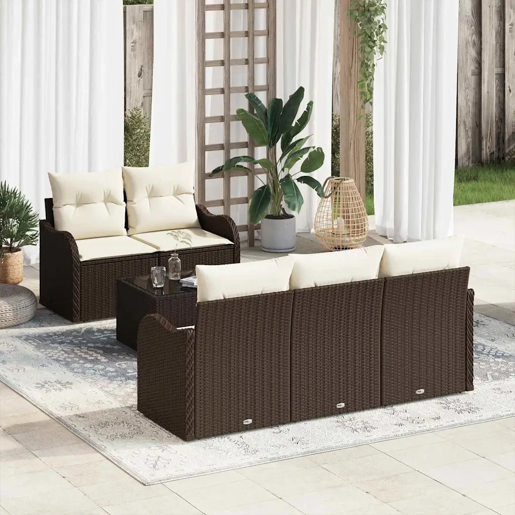 Set Divano da Giardino Marrone polyrattan