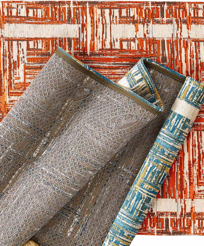Tappeto moderno BANGKOK ROSSO contemporaneo geometrico astratto, passatoia arredo multiuso lavabile antiscivolo cm.55x190