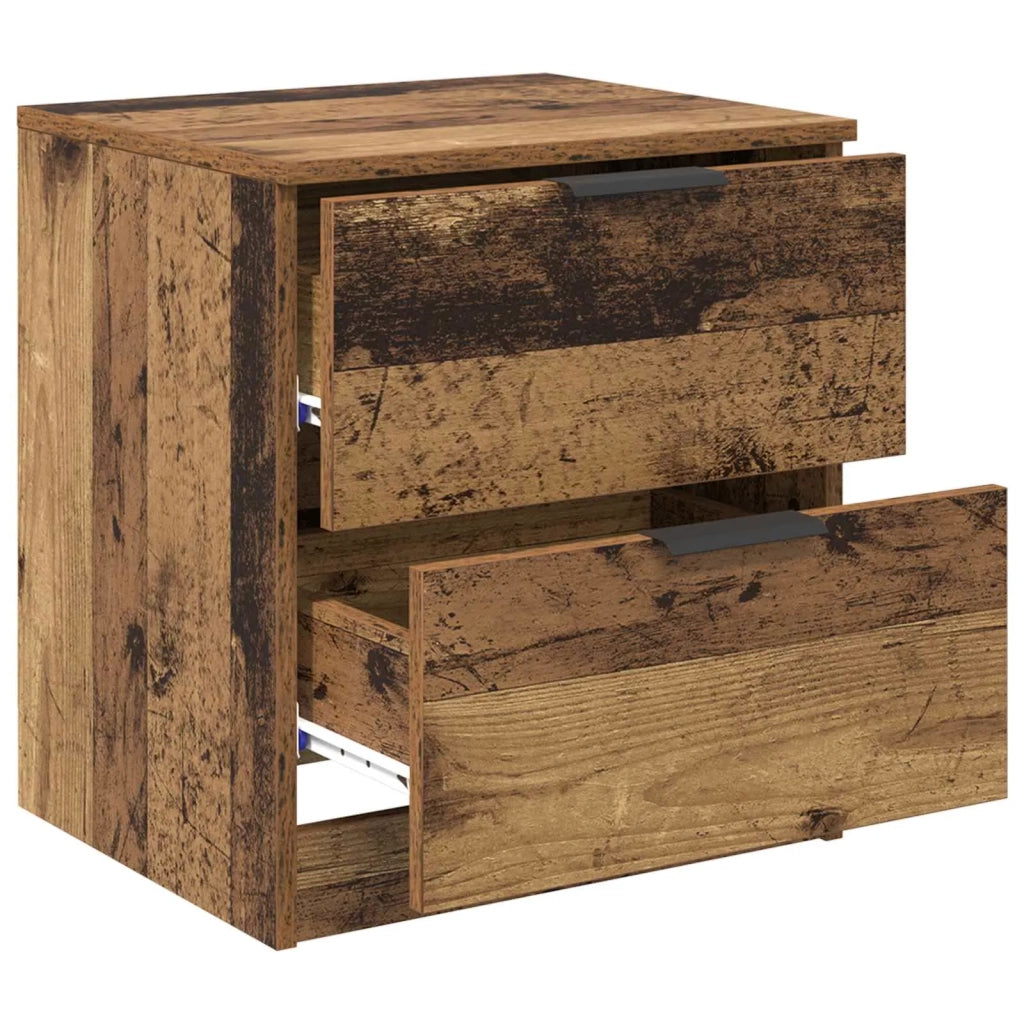 Set di 2 Comodini | Armadio da Notte | Mobiletto da notte Legno vecchio 45 x 39 x 50cm