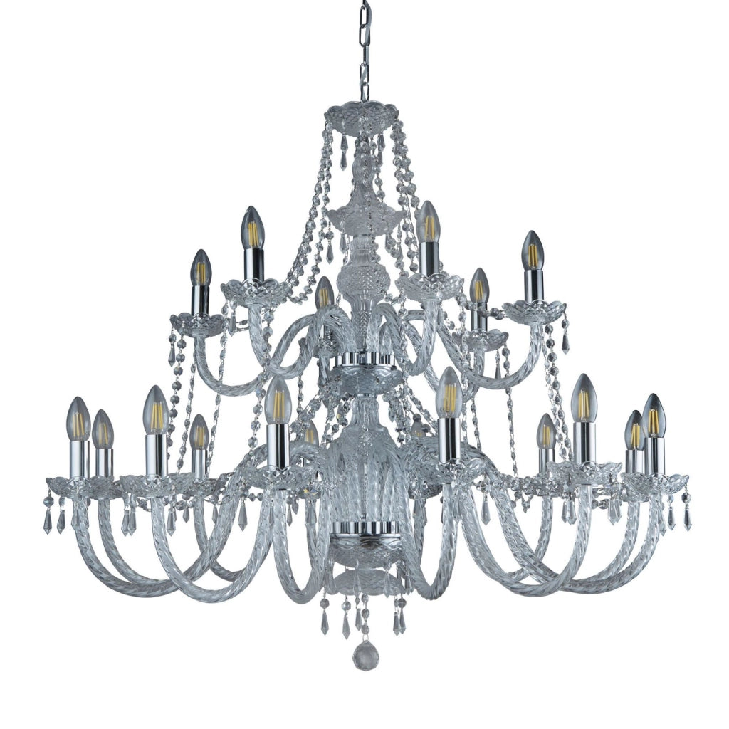 Hale 18Lt Pendant - Metallo cromato e cristallo trasparente