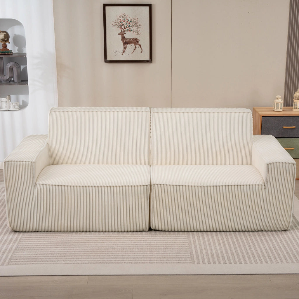 Divano 3 Posti in Velluto ¨C Zephmum ¨C Beige 230 cm