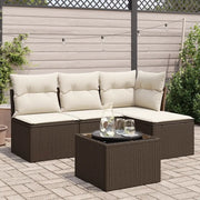 Set Divano da Giardino 5 pz con Cuscini Marrone in Polyrattan 3217513