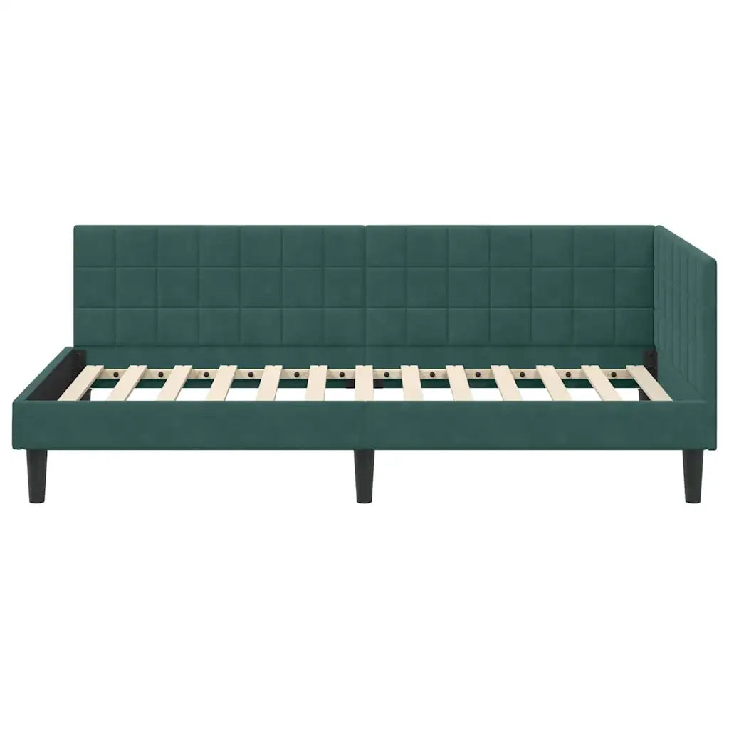 Cornice del letto ad angolo Verde Scuro 90 cm x 200 cm Velluto 42016430