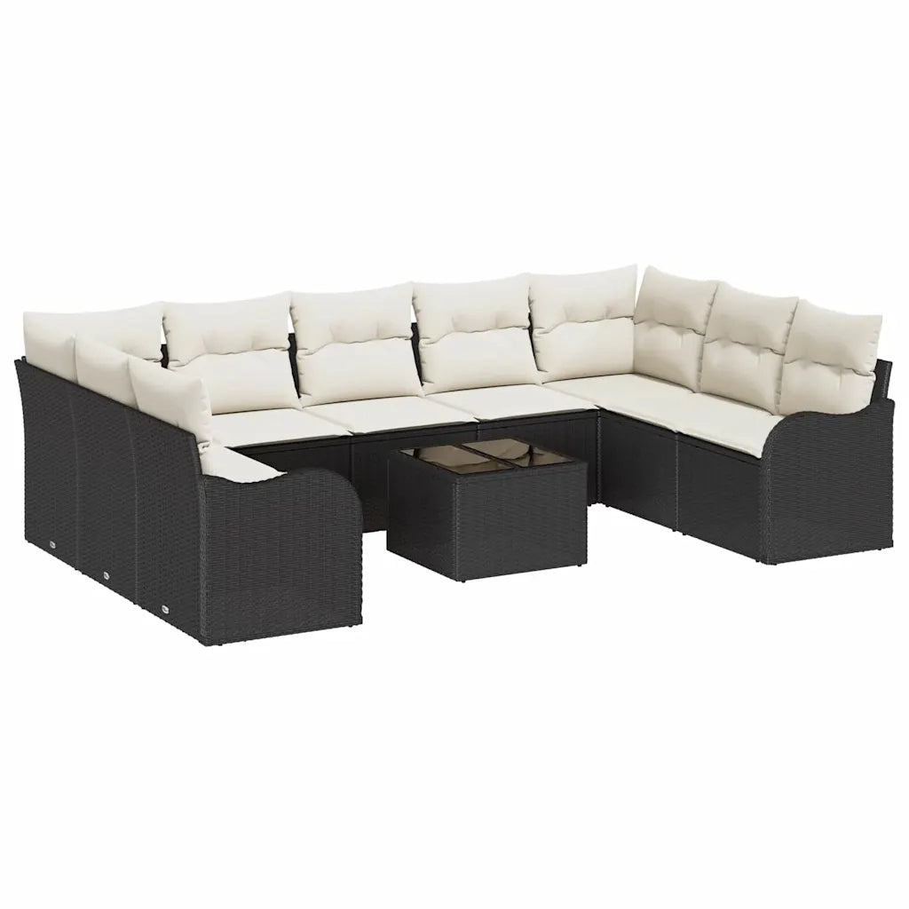 Set Divano da Giardino 10 pcs Nero polyrattan