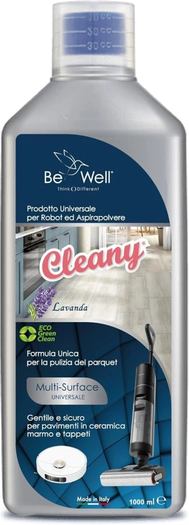 CLEANY Detergente Concentrato per Robot Lavapavimenti e Aspirazione con Igienizzante Multisurface 1000ml pulizia senza aloni e sostenibile Adatto a tutti i Robot (LAVANDA)