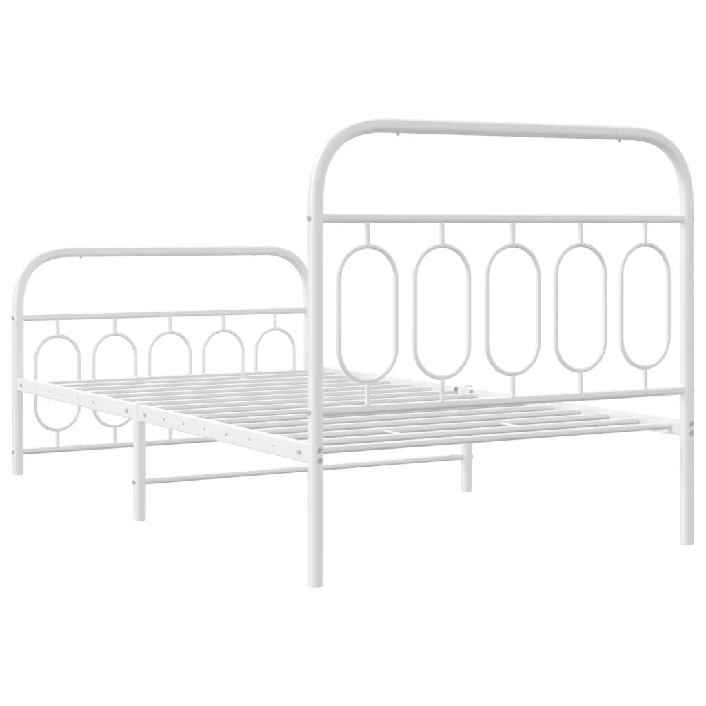 Giroletto con Testiera e Pediera-Struttura Letto Metallo Bianco 100x190 cm 423683