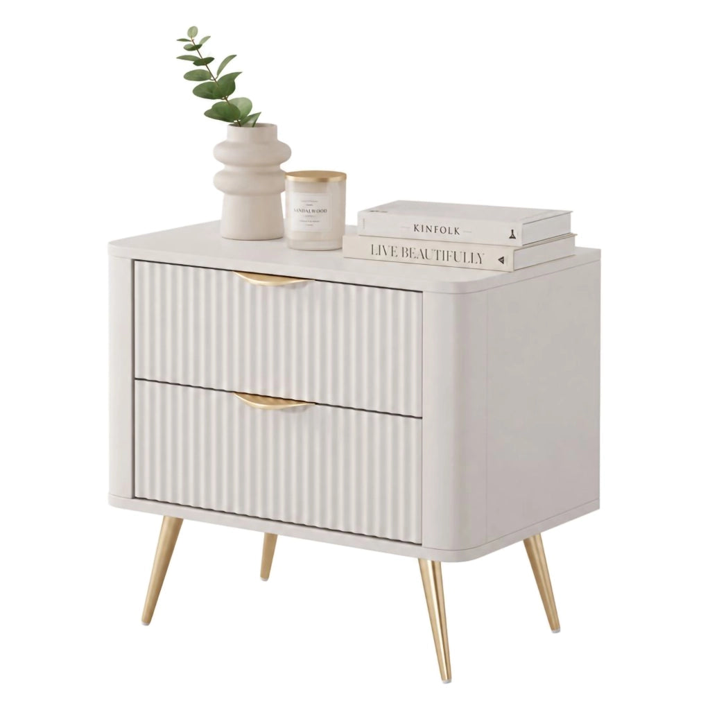 Baari, Comodino 2 Cassetti, 63x38x55h cm Beige