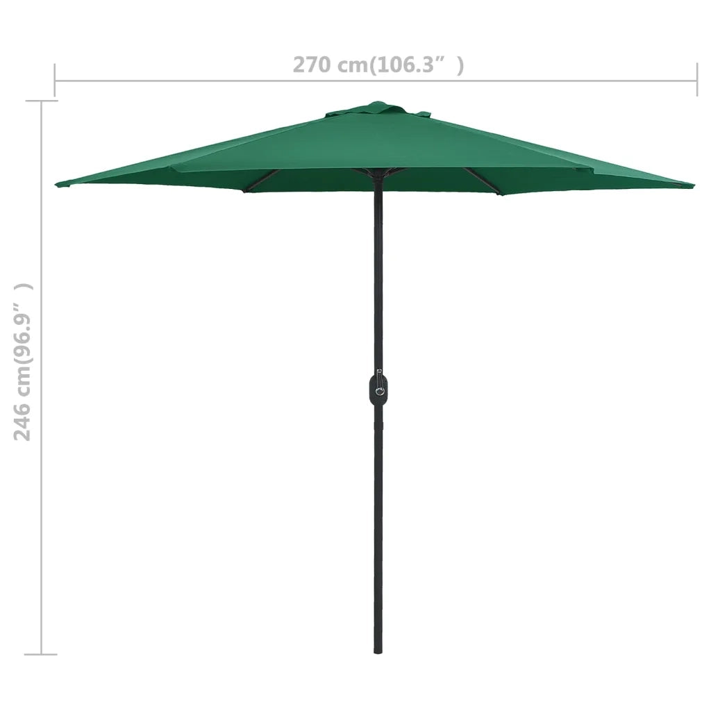 Ombrellone da Giardino-Ombrello da Balcone con Palo in Alluminio 270x246 cm Verde