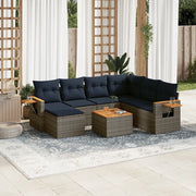 Set Divani da Giardino 8 pz con Cuscini Grigio in Polyrattan 3227055