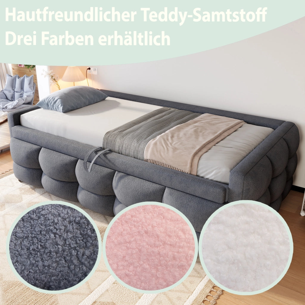 Letto a divano estraibile teddy velluto 90/180x190 cm