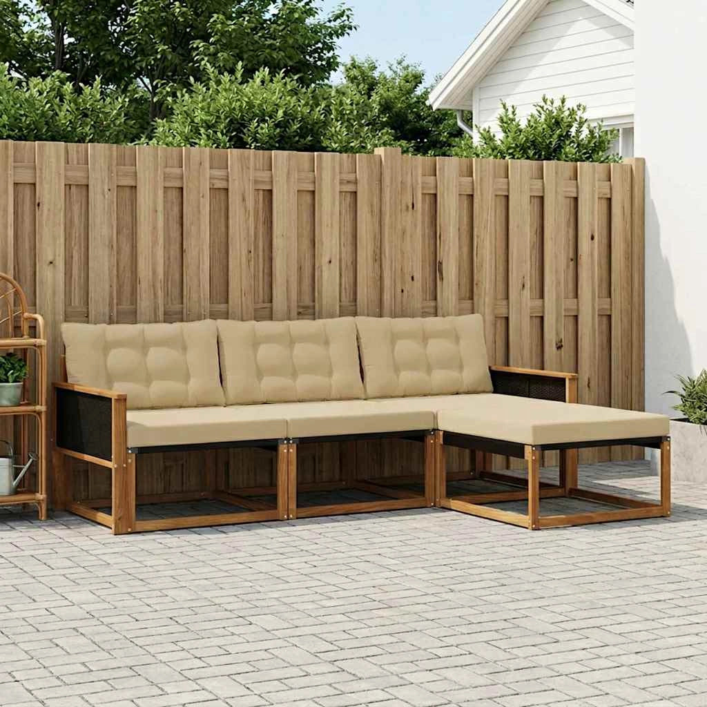 Set di divani da esterno 4 pz Naturale e Beige 3381337