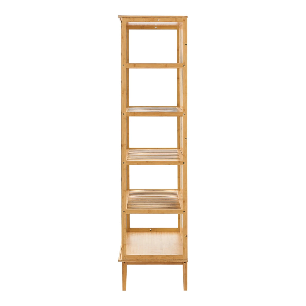 Scaffale da Terra con 5 Scomparti Semiaperti a Doghe Libreria Moderna 185 x 80 x 45 cm in Bambù color Naturale Mobile