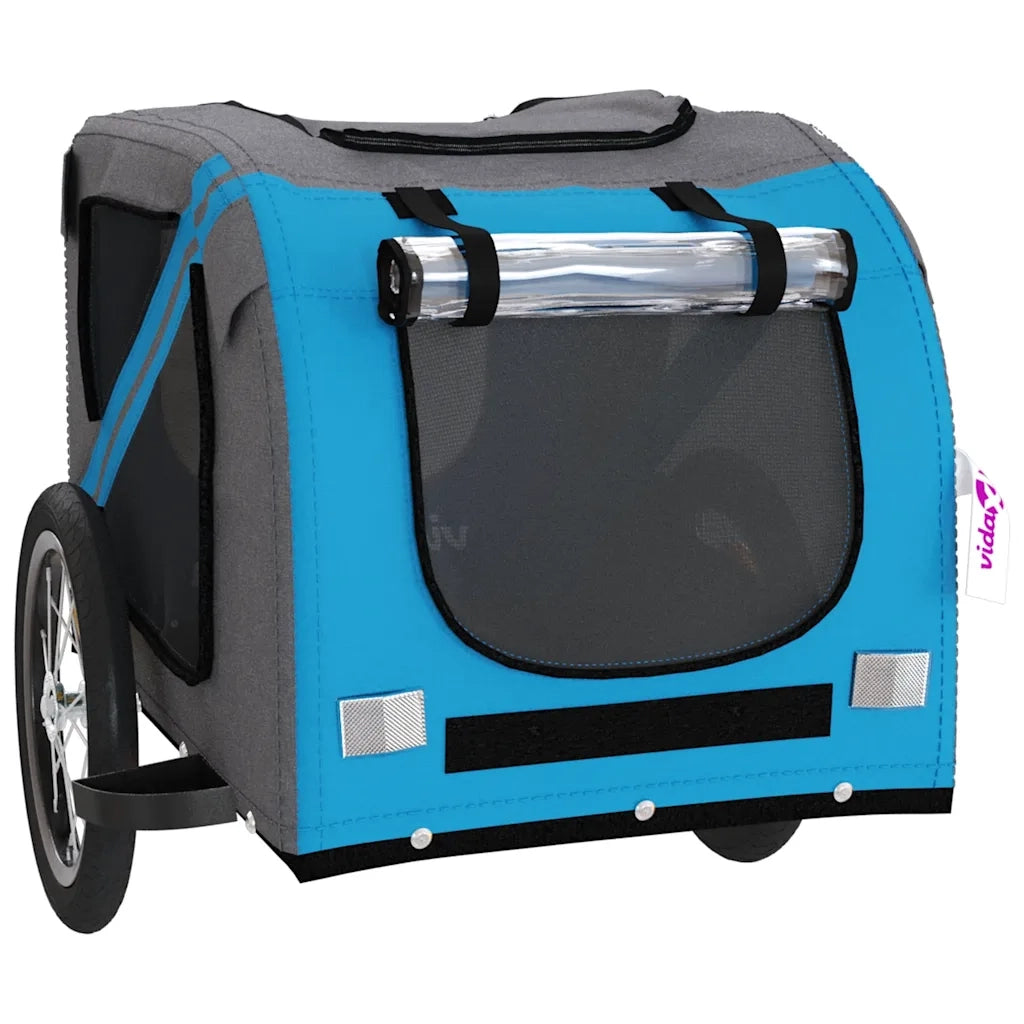 Rimorchio da Bici per Animali Blu e Grigio Oxford e Ferro 93876