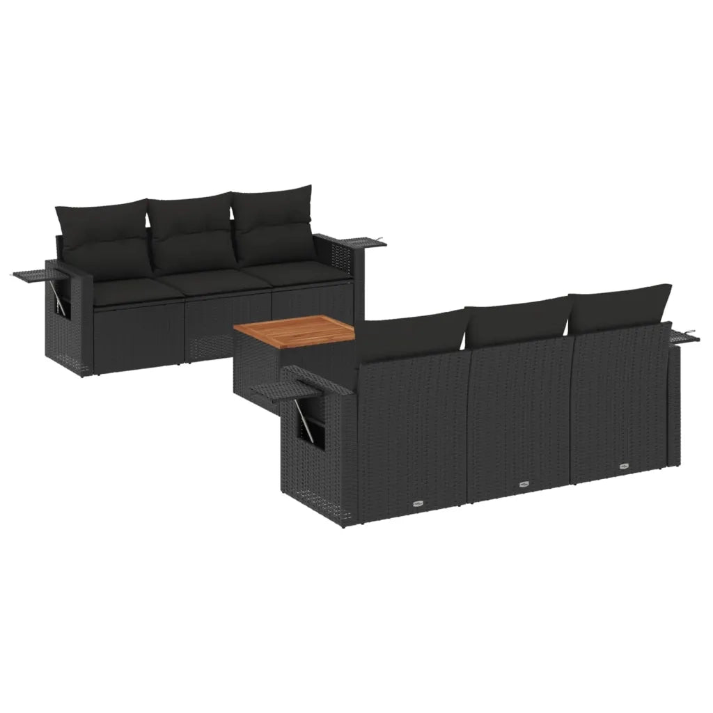 Set Divani da Giardino con Cuscini 7pz Nero Polyrattan 3224452