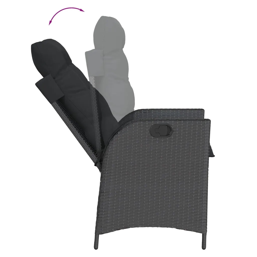 Set da Pranzo da Giardino 9 pz con Cuscini Nero in Polyrattan 3213141