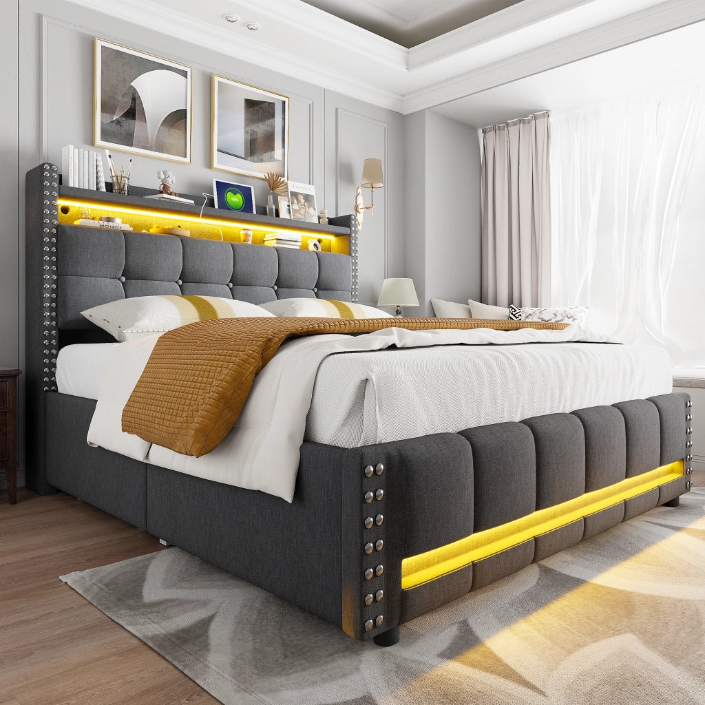 letto imbottito lino grigio 160 x 200 cm