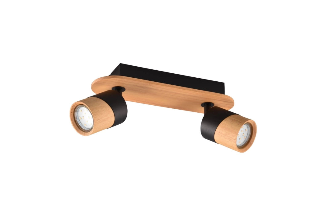 Faretto da parete ARUNI Trio 2xGU10 legno metallo nero