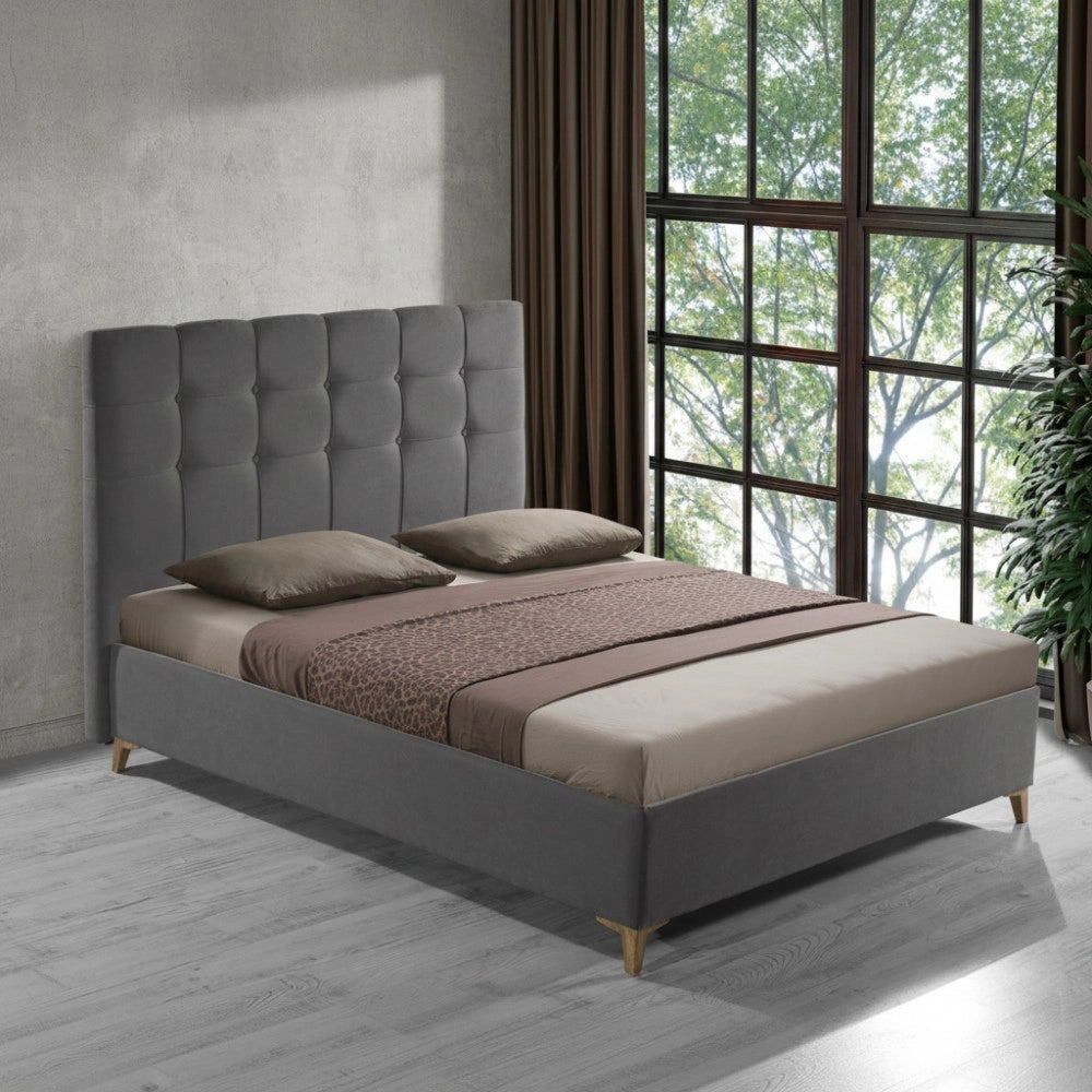 Letto matrimoniale contenitore tessuto grigio scuro Clup Monaco