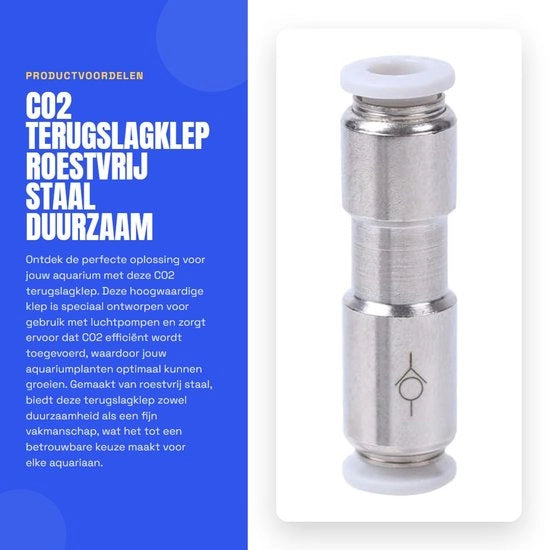 Terugslagklep in Acciaio Inossidabile - Terugslagklep 6mm - Terugslagklep 4mm - Terugslagventile - Terugslagklep CO2 - Pressione di Lavoro 0,15-1,0 MPa - Valvola per Acquario