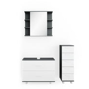 Vicco Set mobili bagno Bianco/antracite 3 parti