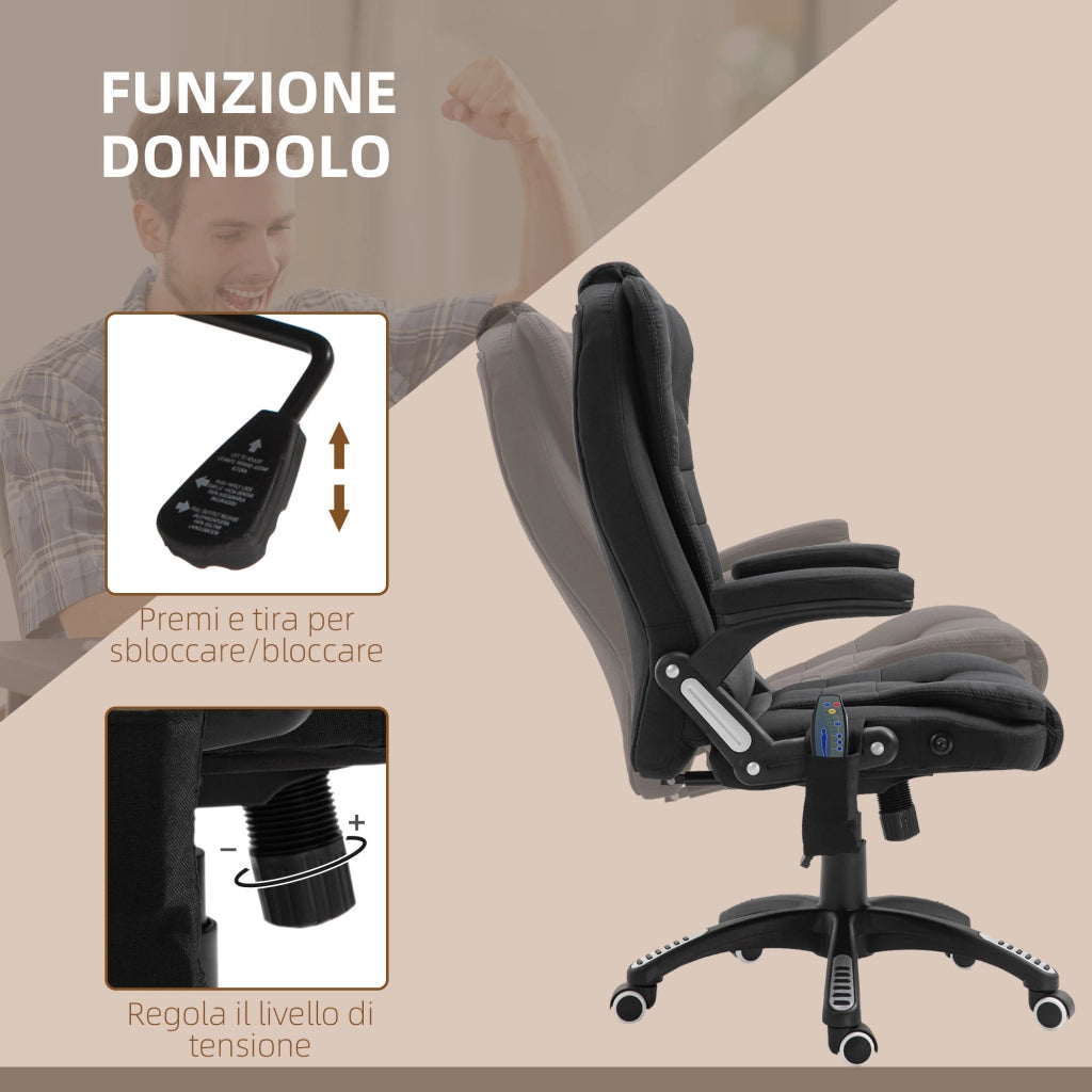 Sedia da Ufficio Massaggiante e Riscaldata con Dondolo ¨C Minimal ¨C Nero