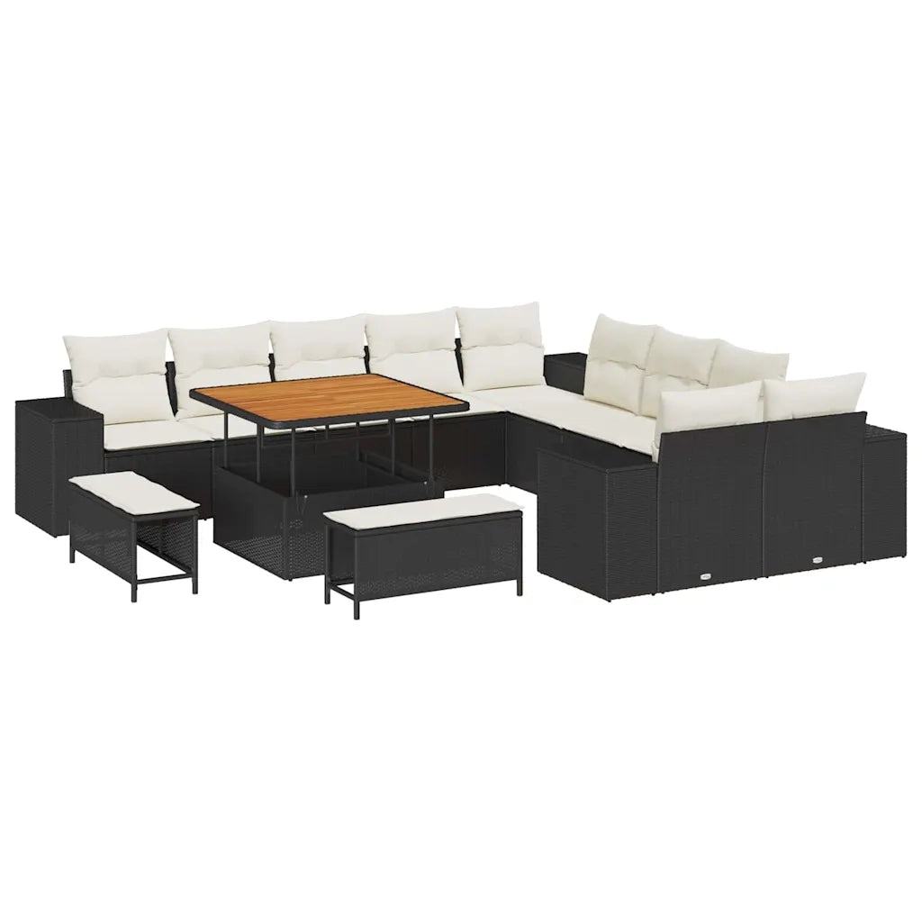 Set Divano da Giardino con cuscino 13 pcs Nero polyrattan 3362055