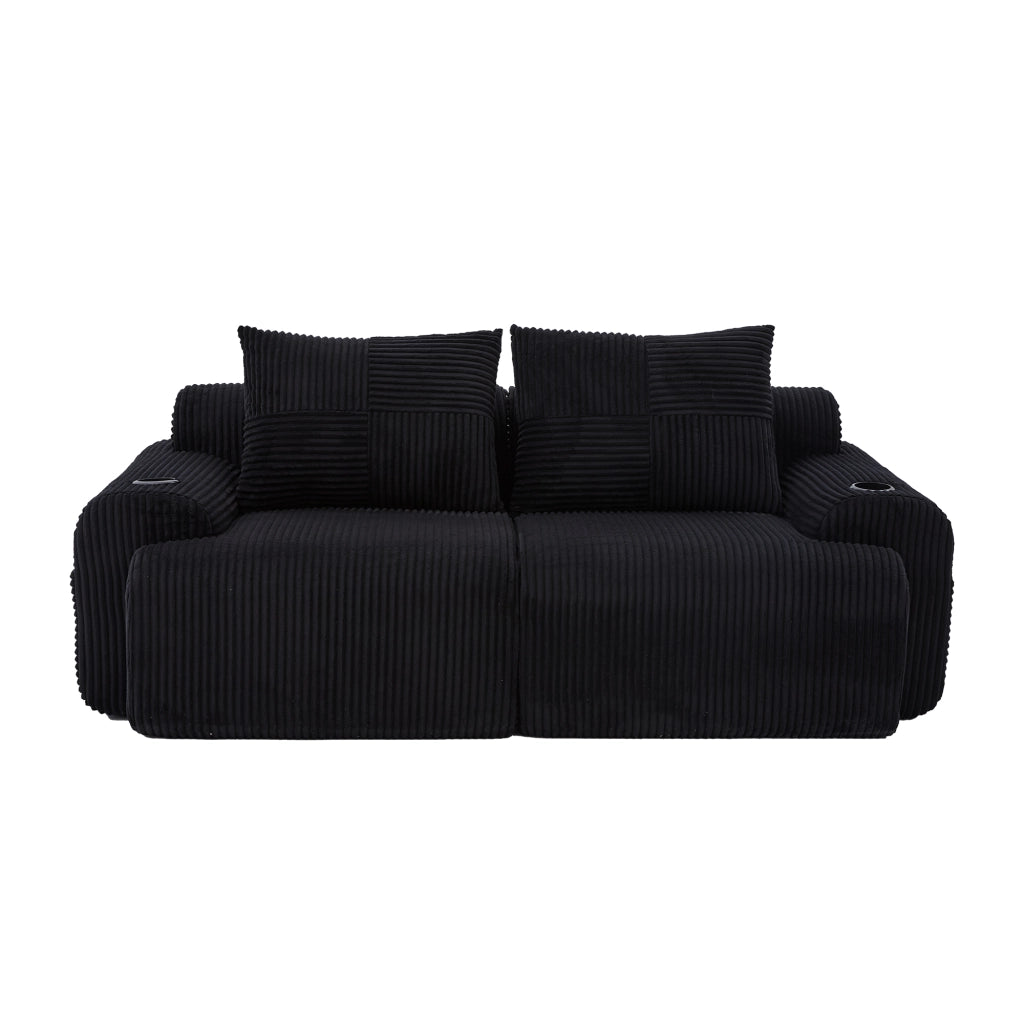 Divano Modulare 2 Posti con Contenitore e Porta Bicchieri ¨C MINIMAL ¨C Nero