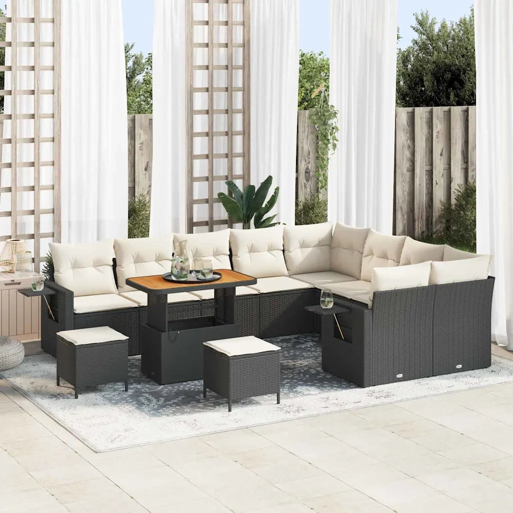 Set Divano da Giardino 12 pcs Nero polyrattan 3361785