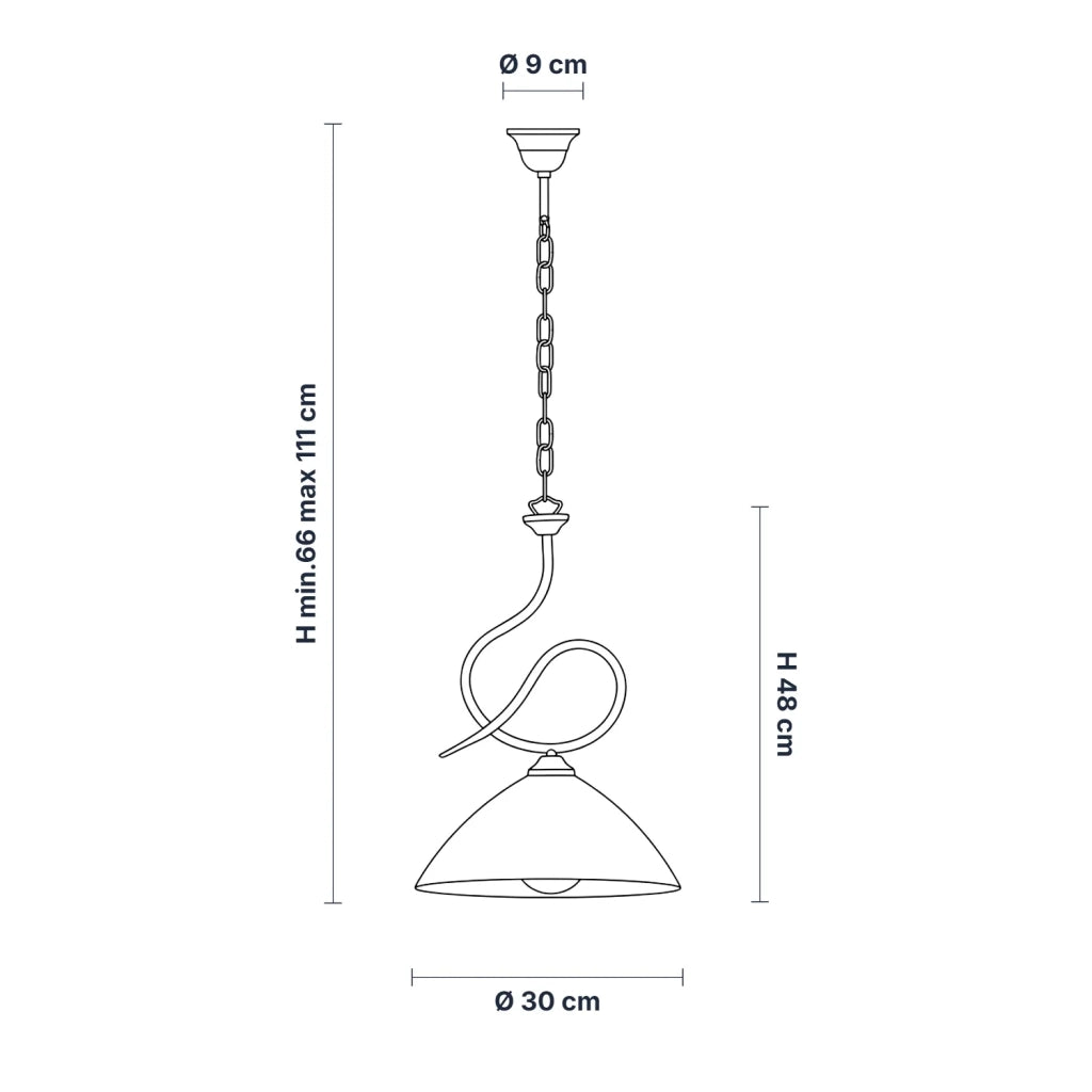 Lampadario Rustico Miranda 1 Luce Avorio e Bianco LuceArt Classic