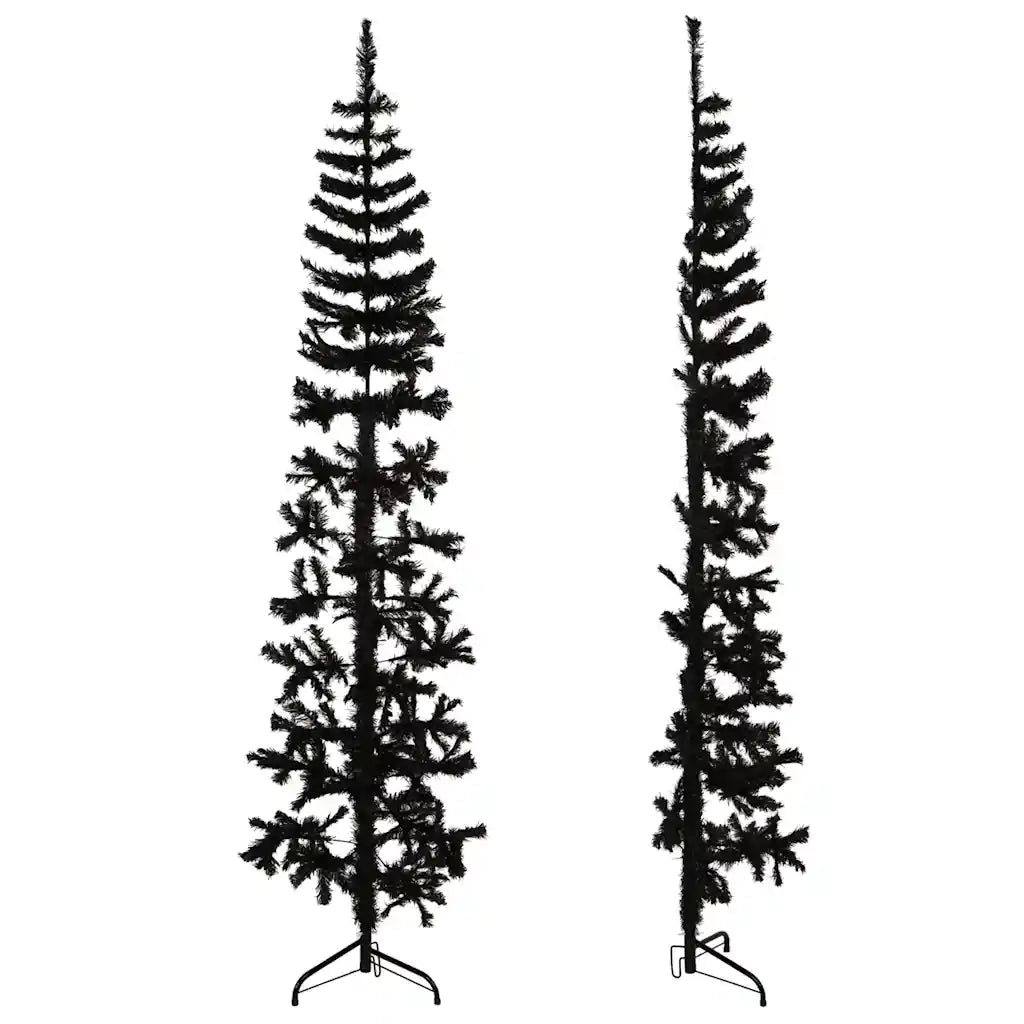 Albero Natale Artificiale Sottile a Metà e Supporto Nero 180 cm 344576