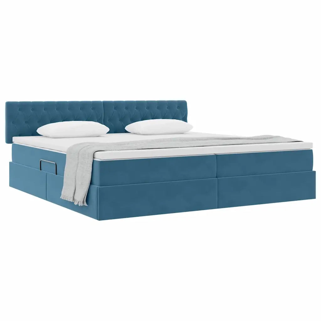 Letto con Contenitore Blu Scuro 200 x 200 cm Velluto