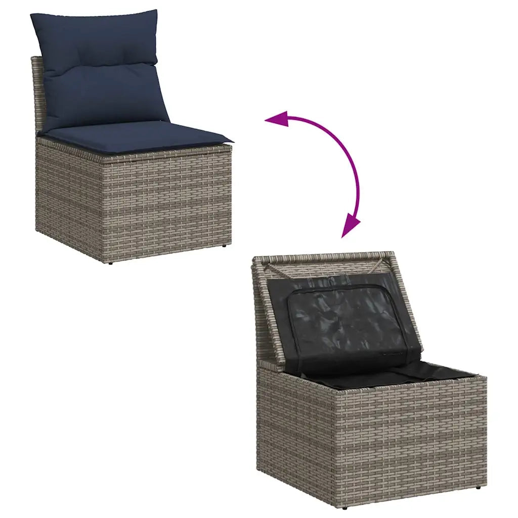 Set Divani da Giardino 7 pz con Cuscini Grigio in Polyrattan 3325876