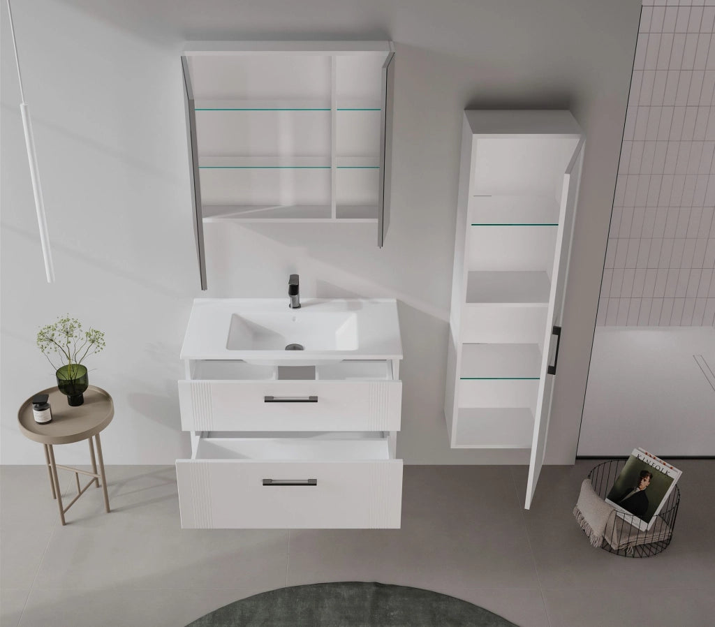 Mobile lavabo "Bari 85 v2" - 85 x 45 x 55 cm - Bianco opaco
