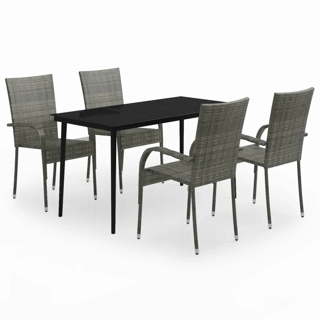 Set da Pranzo da Giardino 5 pz Grigio e Nero 3099409