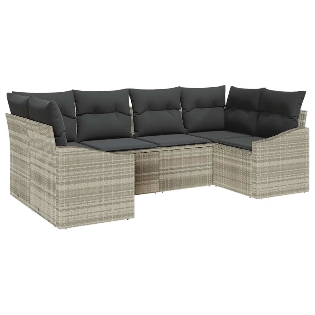 Set di divani con cuscino 6 pcs Grigio chiaro polyrattan
