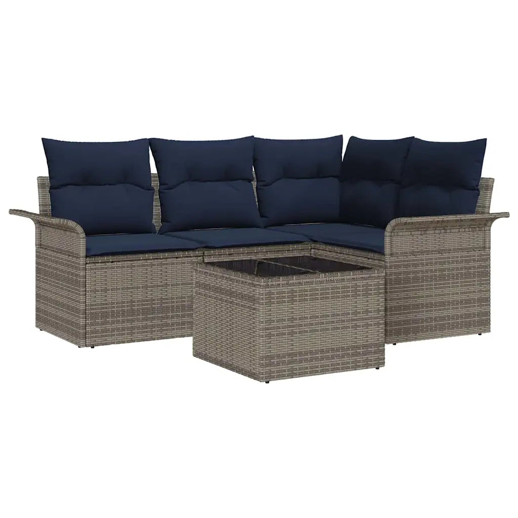 Set Divano da Giardino 5 pcs Grigio polyrattan 3354024