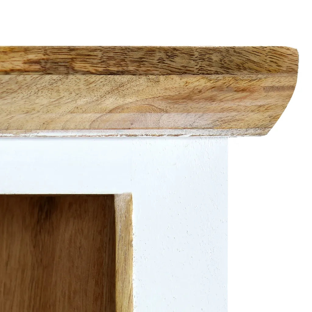 Credenza Bianca e Marrone 40x30x128 cm in Legno di Mango Grezzo 247738